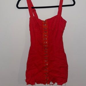 Red mini dress